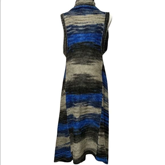 𝅺anthropologie Moth Blue Space Gray Sleeveless Knit Long Cardigan - Picture 5 of 9